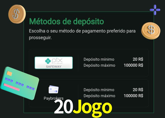 O cassino 20Jogo oferece uma grande variedade de métodos de pagamento